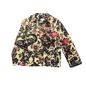 ATL  Ann Taylor Loft Studio Jacket Light corduroy texture, Floral Design 12